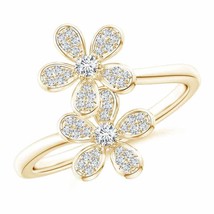 ANGARA Diamond Five Petal Flower Fashion Ring in 14K Gold (Grade-GVS2, 0.27 Ctw) - £938.41 GBP