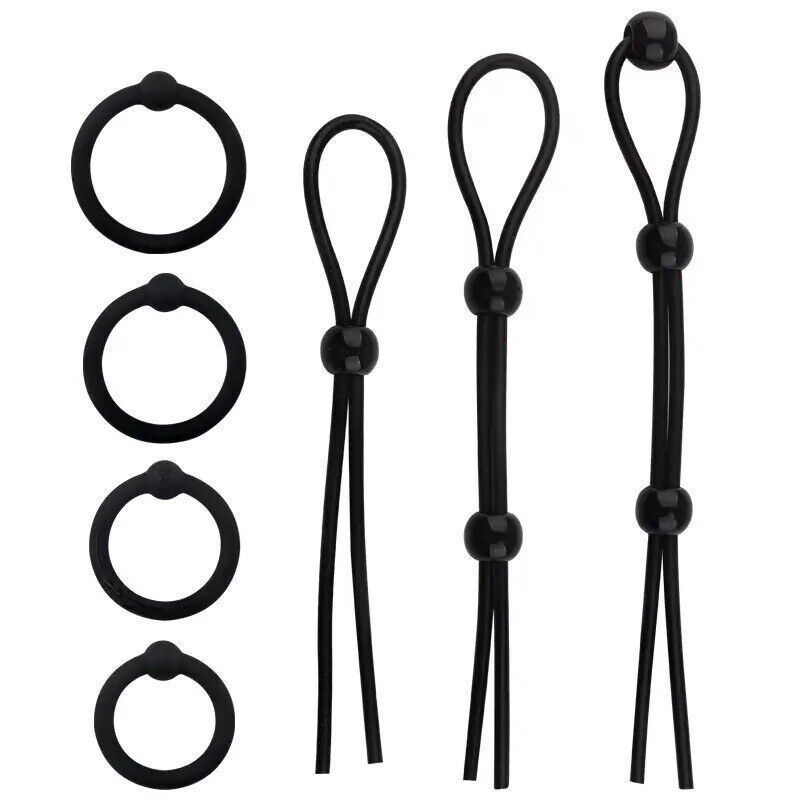 7 PCS Cock Ring Adjustable Super Strong Stay Harder Penis Rings Cockring... - $18.55