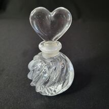 VTG Crystal Perfume Bottle with Heart Stopper  18% Swirl Glass Art Deco ... - $11.88