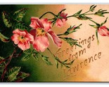 Floral Greetings From Lawrence Kansas KS UNP Embossed DB Postcard V12 - £3.08 GBP