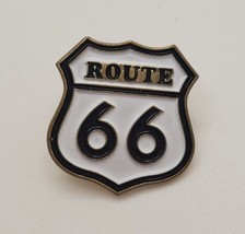 ROUTE 66 Shield Sign Shaped Collectible Lapel Hat Vest Pin White &amp; Black - $19.60