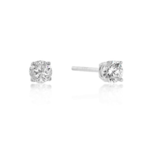 Precious Stars Sterling Silver 7mm Round-Cut Cubic Zirconia Stud Earrings - £16.59 GBP