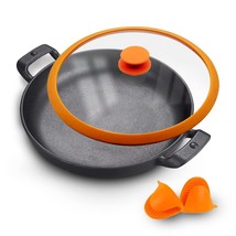 cast iron skillet pan with lid glass Heavy Duty Cookware 26 cm - £79.13 GBP