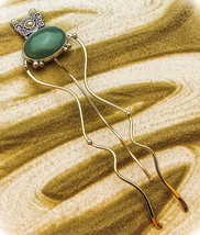 Sterling Silver and Jadeite Hair Pin - £106.19 GBP