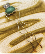 Sterling Silver and Jadeite Hair Pin - $135.00