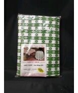 New Old Stock Vintage Vinyl Green Country Check Checkered Tablecloth 52x90 - $18.41 CAD