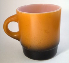 One Vintage Fire King Anchor Hocking Coffee Cup Orange/Black - £11.98 GBP