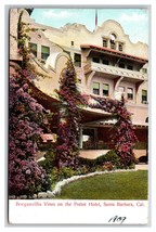 Bourganvilla Vines on Potter Hotel Santa Barbara California CA DB Postcard S26 - $4.49