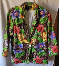 VTG Women&#39;s Adolfo International Blazer Jacket Size L African Print Vibrant - $17.99