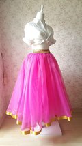 Fuchsia and Golden Tulle Long skirt Tulle Mesh Princess Skirt, Ballet Skirt NWT image 3