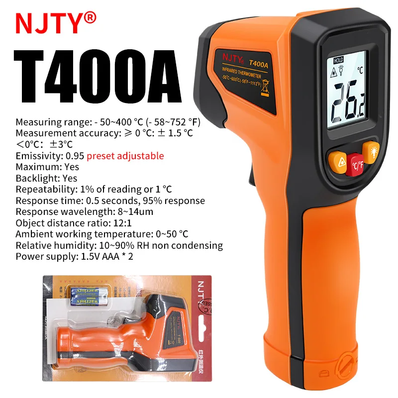 NJTY Industrial Infrared Thermometer Non-contact Pyrometer -50~600? Laser Temper - £167.47 GBP