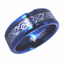 Blue Tungsten Celtic Dragon Ring Anniversary Viking Wedding Band Sizes 8.5-11 - £11.98 GBP