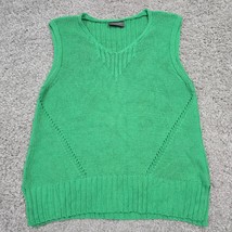 Wooden Ships Sweater Vest Womens M/L Green Knit V-Neck Stretch Preppy - $34.60