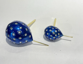Keren Kopal Pair metal Blue Balloon Hand made with Austrian Crystals - $43.44