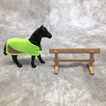 PLAYMOBIL Black Horse, Blanket &amp; Hitching Post -Western/ Ranch - £6.15 GBP