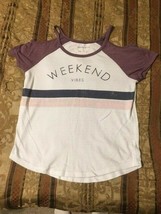 Girl&#39;s Grayson Social Weekend Vibes Top--Size L--White/Purple - £3.94 GBP