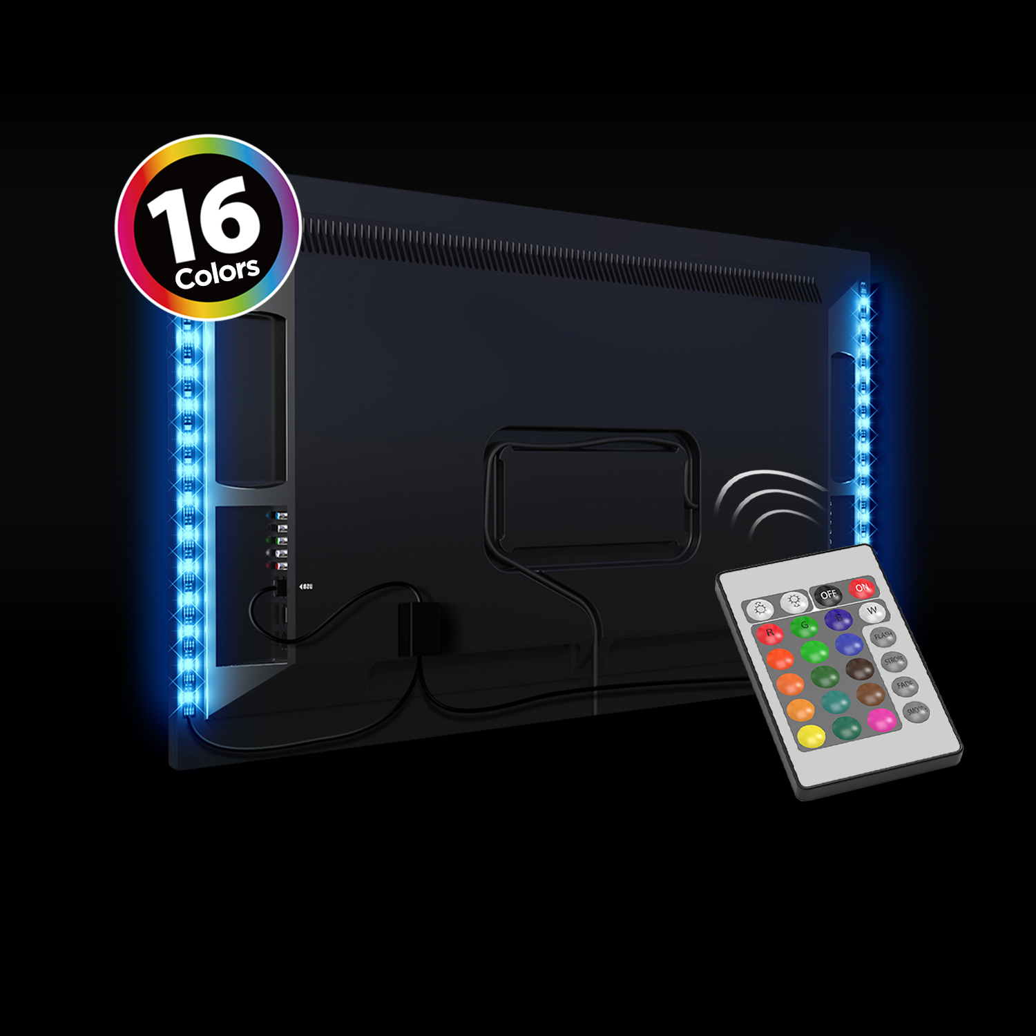 ONE Products 16 Color, 2 Strips LED Lights, LED TV Backlight Kit with Re... - $11.99