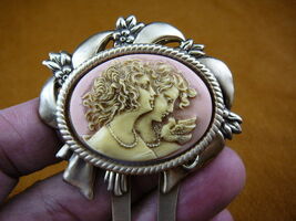 (CHM24-5) Girls SISTERS two friends pink white cameo hair pin pick stick... - $25.19