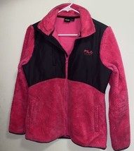 Fila Sport Women’s Jacket Coat Pink &amp; Gray S Small Bust 34” Full Zip Plush - £12.15 GBP