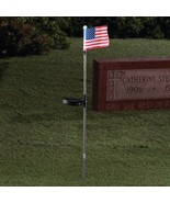 Solar Powered Lighted American Flag Cemetery Memorial Garden Stake 34.5&quot;... - $25.33 CAD