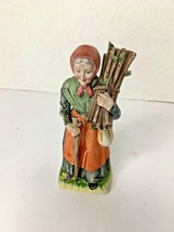 Vintage Lefton 3437 Figurine 7 in Old Woman Bundle Sticks Cane Japan  - $15.84