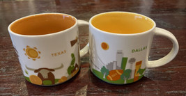 2 Starbucks -You Are Here- DALLAS &amp; TEXAS Coffee Mugs YAH 14oz Stackable - £27.69 GBP