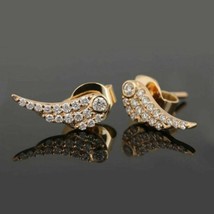 0.50CT Round Moissanite Angel Wing Stud Earrings 14K Yellow Gold Plated Silver - $51.41