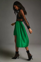  New Anthropologie Maeve Asymmetrical Sateen Skirt $148 SIZE 2 Green - £77.68 GBP
