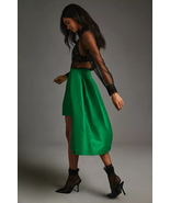  New Anthropologie Maeve Asymmetrical Sateen Skirt $148 SIZE 2 Green - £77.87 GBP