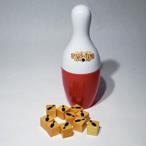 VTG Spare Time Bowling Dice Game Red White Plastic Bowling Pin Shaker 10 Dice - £10.20 GBP
