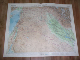 1959 Vintage Map Of Iraq Syria Jordan Israel Palestine Kuwait Saudi Arabia - £29.72 GBP