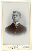 Antique CDV Circa 1900&#39;S Handsome Young Man in Smart Suit Popken Hamburg Germany - £7.46 GBP