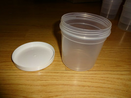 New 16 oz [473 ml] polypropylene round plastic jar w lid pp # 5 durable ... - £2.86 GBP