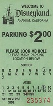 1984 Disneyland Anaheim $2.00 Parking Lot Ticket Pass Stub 4x2 in Green - £15.25 GBP