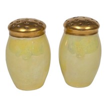 Antique Signed 1924 Salt &amp; Pepper Shakers Hand Painted Iridescent Yellow... - $17.60