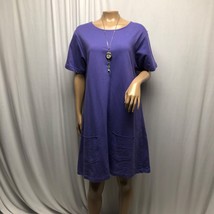 Spa Delicates Purple Sweatshirt Dress Womens Size Medium Pockets Comfy Casual - £18.94 GBP