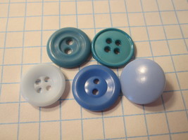 Vintage lot of Sewing Buttons - Mix of Blue Rounds - $10.00