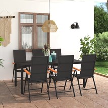  Dining Set Black and Brown WPC, Aluminum, PE Rattan 7 Piece Set - $17,830.75 MXN
