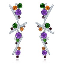 Natural Colorful Amethyst Diopside Sterling Silver Drop Earring 7.2 Carats Genui - £72.00 GBP