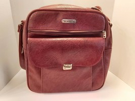 Vtg Brown Red Samsonite Small Overnight Bag Luggage silver clasp carry strap - £37.12 GBP