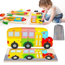 Wooden Toddler Puzzles For Kids Ages 2-4 Montessori Toys For 2 3 4 Year Old Boys - £31.16 GBP