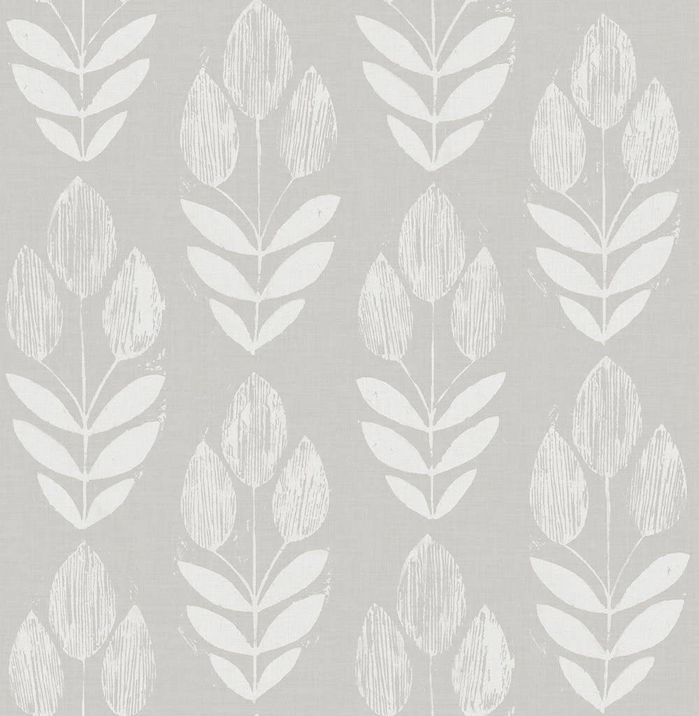 Chesapeake 3115-24473 Garland Block Tulip Wallpaper, Dove - $73.99