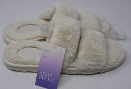 Stars Above Faux Fur Royal Slide Slippers Off-White Size 7 NWT - $9.89