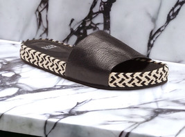 Eileen Fisher Pear Slides 7 M Sandals Black White Trim Leather 1&quot; Platform NIB - £75.75 GBP