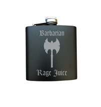 D&amp;D Engraved Steel Flask - Barbarian Rage Juice - Dungeons Dragons, Nerd... - £11.98 GBP
