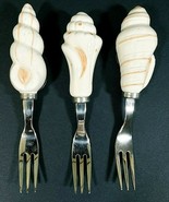 Shell Shaped Oyster Forks Set of 3 Ceramic Handle Stainless Steel Taiwan - €16,07 EUR
