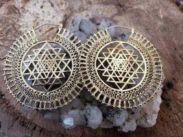 Sacred Geometry Sri Yantra Silver or Gold ATS Tribal BellyDance Silver X... - $49.99