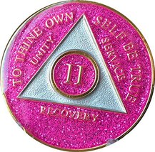 2 Year AA Medallion Glitter Pink Tri-Plate Chip II - £14.07 GBP