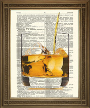 Scotch Whisky In Glass: Vintage Bourbon Antique Dictionary Page Art Print 10x8&quot; - £6.15 GBP