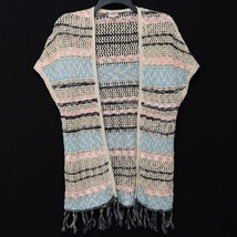 Justice Girls Open Front Cardigan Sweater 12/14 Fringed Sparkle Short Sleeve - $17.83